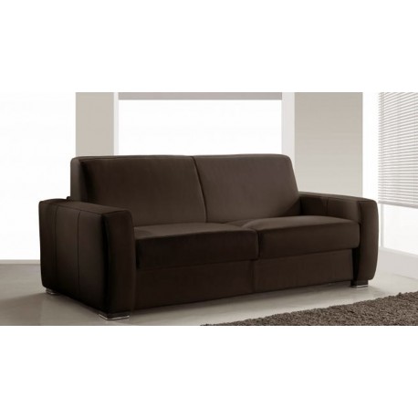 Canapé convertible cuir marron - convertible quotidien