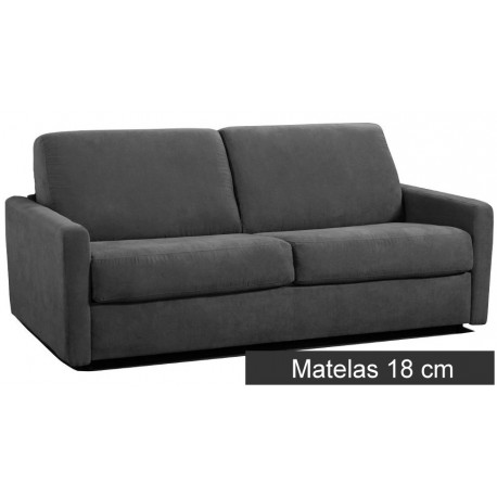 Canapé convertible microfibre gris foncé matelas 18 cm
