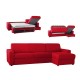 Canapé lit angle réversible microfibre rouge