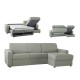 Canapé convertible angle tissu gris clair