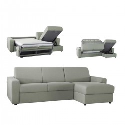 Canapé convertible angle tissu gris clair