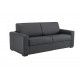 Canapé convertible en cuir gris anthracite matelas 14 cm ouverture express