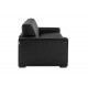 Canapé convertible en cuir noir matelas 14 cm ouverture express