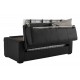 Canapé convertible en cuir noir matelas 14 cm ouverture express
