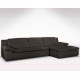 Canapé d'angle cuir gris anthracite Glamour Adrano grande méridienne