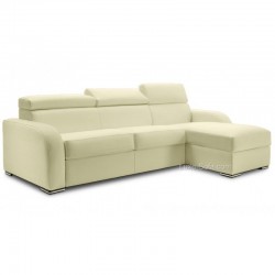 Canapé convertible d'angle avec têtière tissu crême
