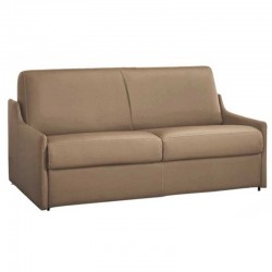 Canapé lit compact gain de place en cuir taupe - matelas 14 cm ou 18 cm  Canapé lit compact gain de place en cuir taupe - matelas 14 cm ou 18 cm