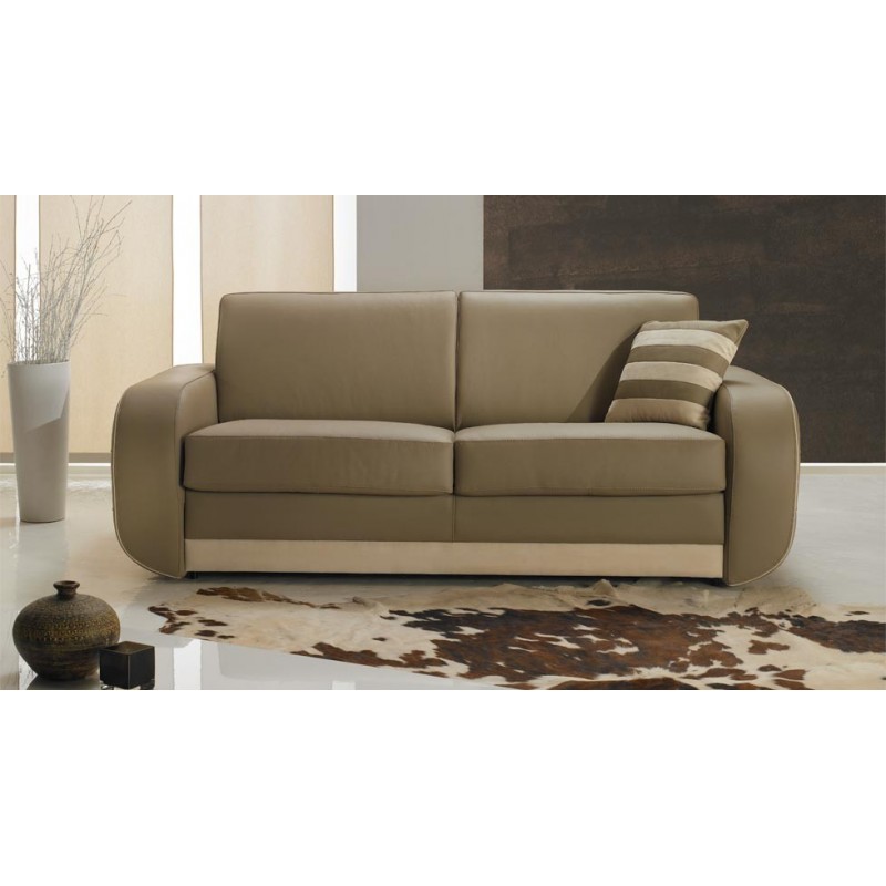 Canap  lit  Rapido cuir  taupe convertible Rapido pas cher 